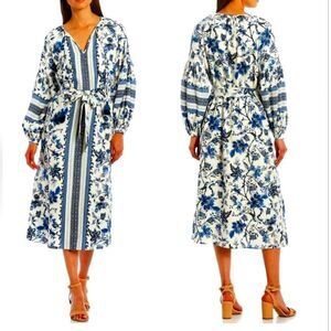 Floral Blue and White Dress